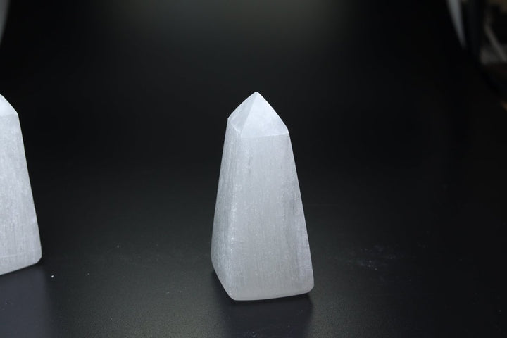 QTY 1 - Selenite Angled Obelisk Tower / 4 - 4.5" AVGCrystal River Gems