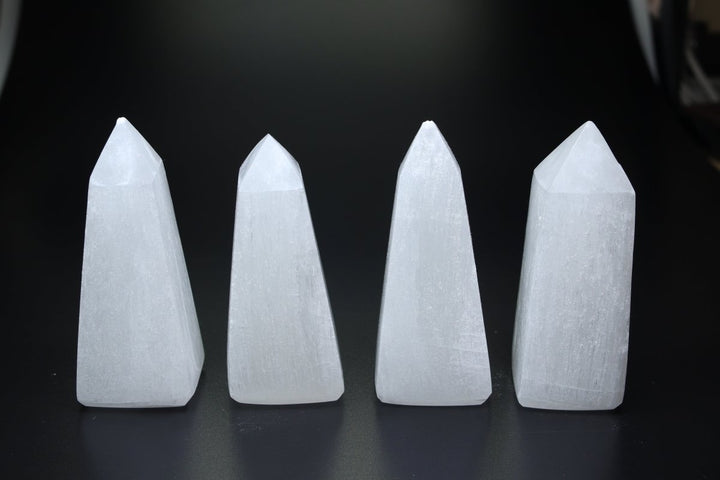 QTY 1 - Selenite Angled Obelisk Tower / 4 - 4.5" AVGCrystal River Gems
