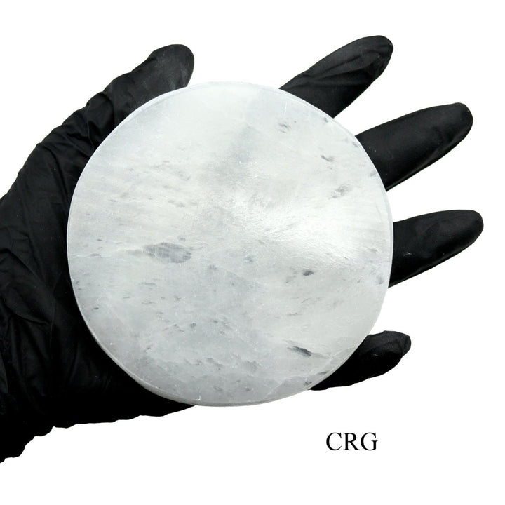 QTY 1 - Selenite Slab Plate - Round / 14cm AVGCrystal River Gems