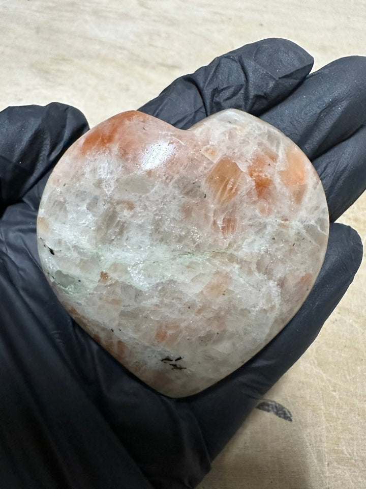 QTY 1 - Sunstone Gemstone Puffy Heart / 2 - 4" AVGCrystal River Gems
