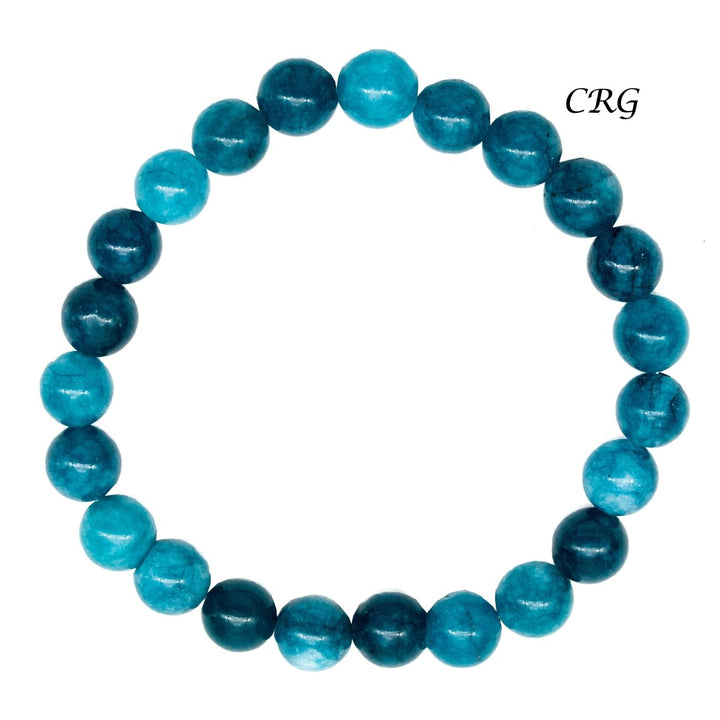 QTY 1 - Teal Agate Tumbled Bead Stretch Bracelet / 8mm AVGCrystal River Gems