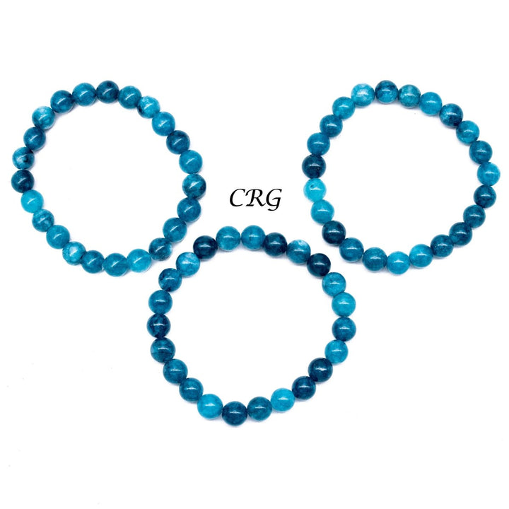 QTY 1 - Teal Agate Tumbled Bead Stretch Bracelet / 8mm AVGCrystal River Gems