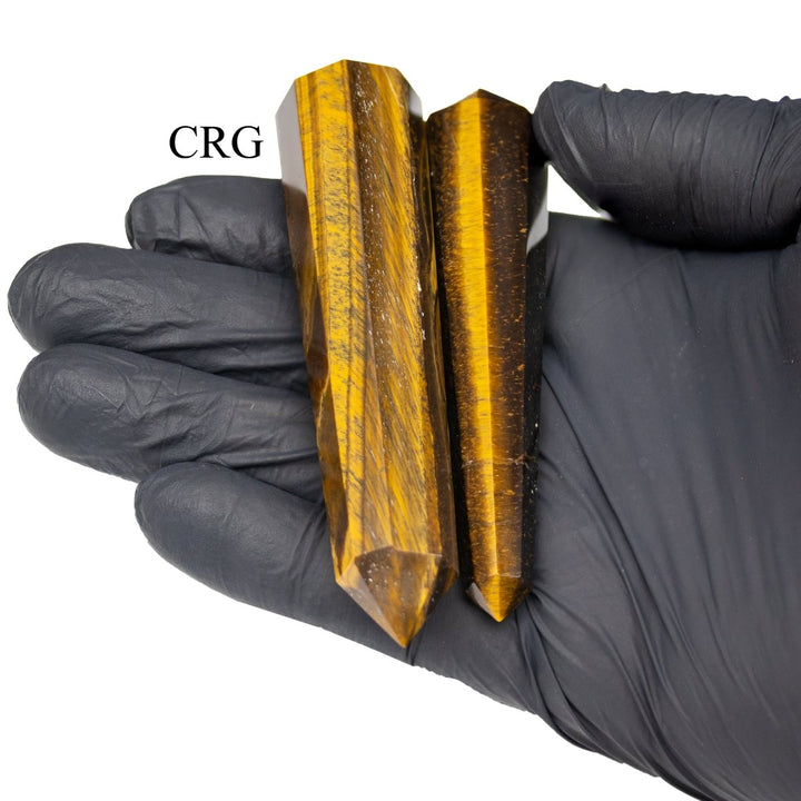 QTY 1 - Tiger's Eye Double Pointed Wand / 3 - 5" AVGCrystal River Gems