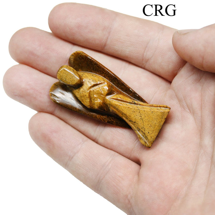 QTY 1 - Tiger's Eye Gemstone Pocket Angel / 2" AVGCrystal River Gems