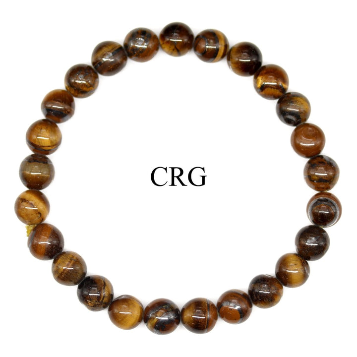 QTY 1 - Tiger's Eye Tumbled Bead Stretch Bracelet / 8mm AVGCrystal River Gems