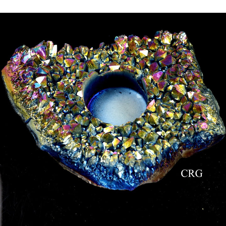QTY 1 - Titanium Aura Amethyst Candle HolderCrystal River Gems