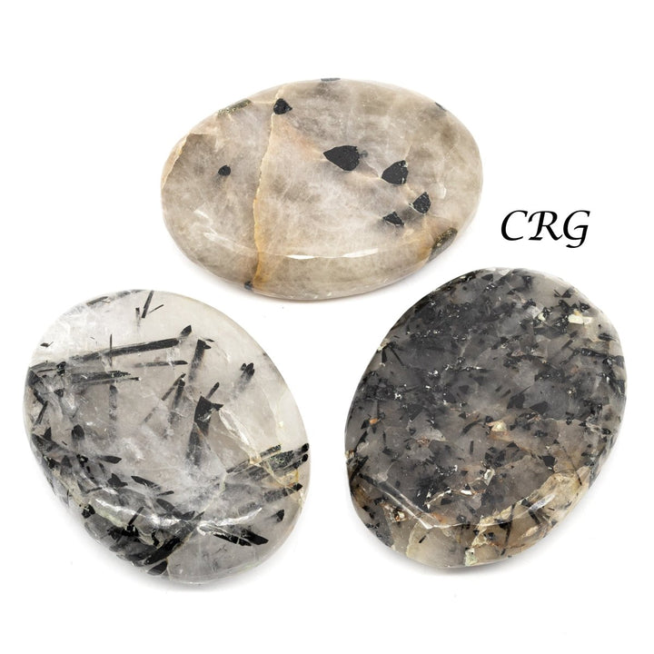 QTY 1 - Tourmalated Quartz Palm Stone / 2" AvgCrystal River Gems