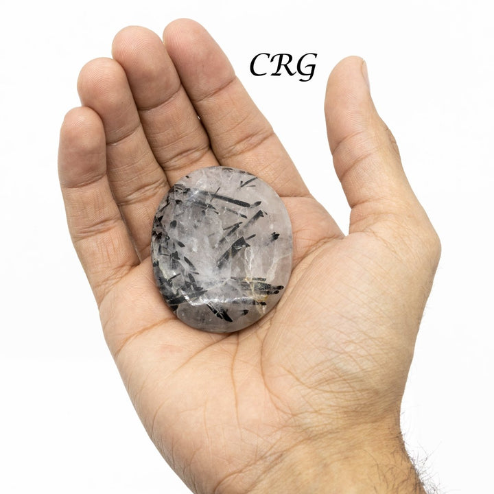 QTY 1 - Tourmalated Quartz Palm Stone / 2" AvgCrystal River Gems