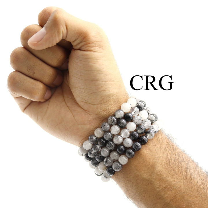 QTY 1 - Tourmalated Quartz Stretch Bracelet / 8mm AVGCrystal River Gems