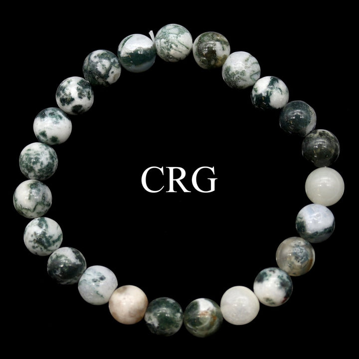 QTY 1 - Tree Agate Stretch Bracelet / 8 mm Round BeadsCrystal River Gems