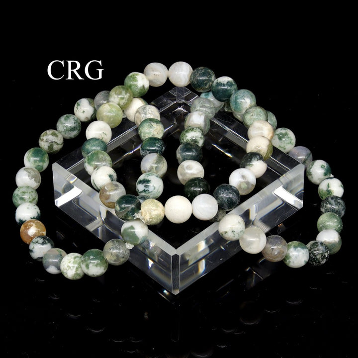 QTY 1 - Tree Agate Tumbled Bead Stretch Bracelet / 8mm AVGCrystal River Gems