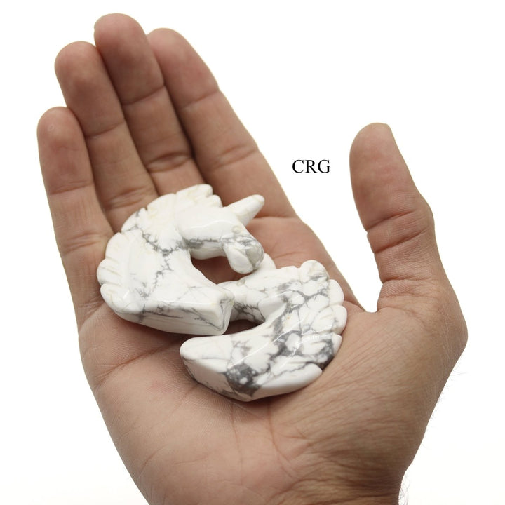 QTY 1 - White Howlite Gemstone Unicorn / 2" AVGCrystal River Gems