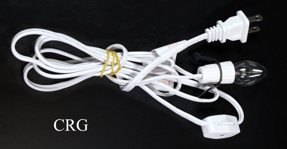 White Lamp Light Cord with 7 Watt Bulb (2 Pieces) Size 70 Inches Home Decor Electric Cord with LightbulbCrystal River Gems