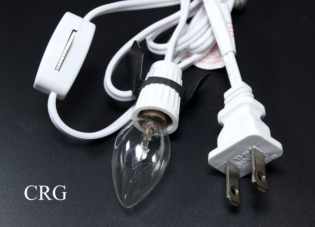 White Lamp Light Cord with 7 Watt Bulb (2 Pieces) Size 70 Inches Home Decor Electric Cord with LightbulbCrystal River Gems