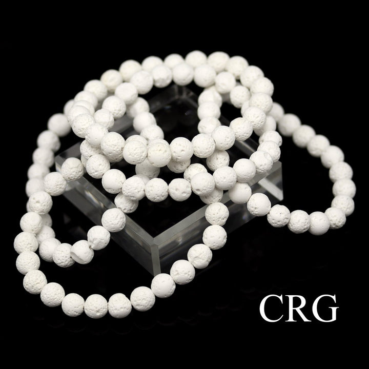 QTY 1 - White Lava Rock Tumbled Bead Stretch Bracelet / 8mm AVGCrystal River Gems