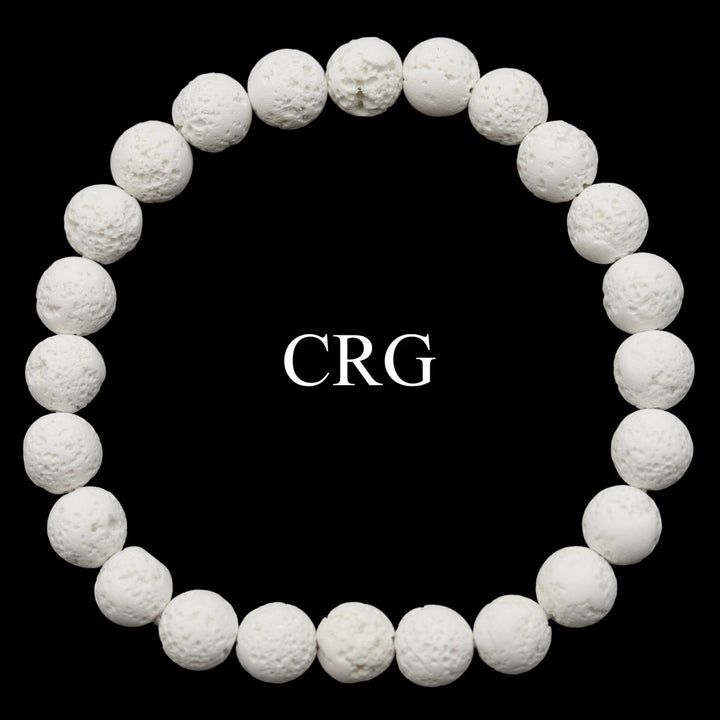 QTY 1 - White Lava Rock Tumbled Bead Stretch Bracelet / 8mm AVGCrystal River Gems