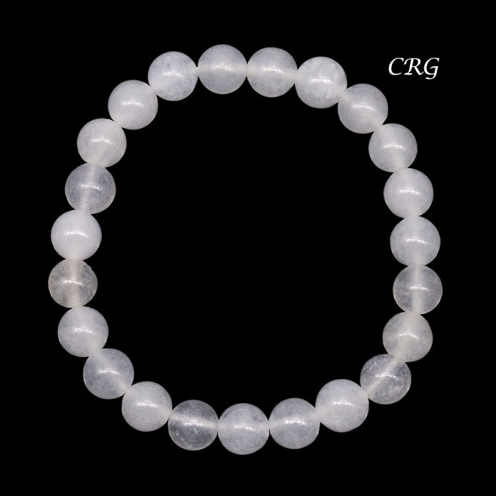QTY 1 - White Quartz Tumbled Bead Stretch Bracelet / 8mm AVGCrystal River Gems