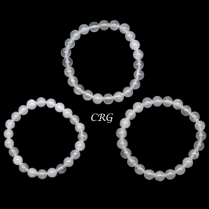 QTY 1 - White Quartz Tumbled Bead Stretch Bracelet / 8mm AVGCrystal River Gems