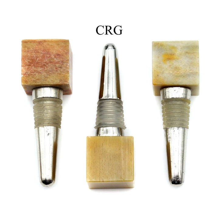 QTY 1 - Yellow Jasper Gemstone Cube Bottle Stopper / 1" AVGCrystal River Gems