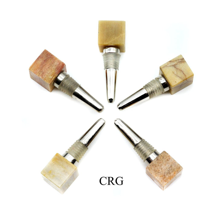 QTY 1 - Yellow Jasper Gemstone Cube Bottle Stopper / 1" AVGCrystal River Gems