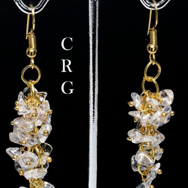 Quartz Grape Cluster Earrings with Gold Plating (2 Pieces) Size 1.75 to 2 Inches Crystal Jewelry
