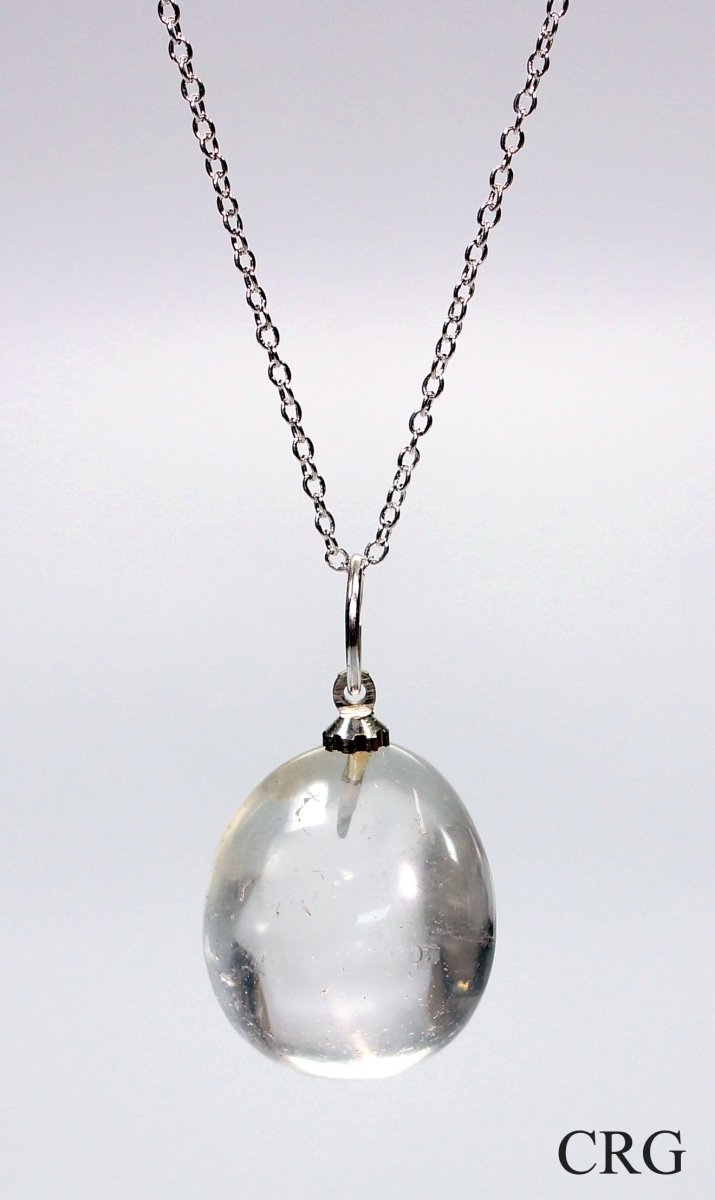 Quartz Pendant with Silver - Plated Bail (4 Pieces) Size 1 Inch Crystal Jewelry CharmCrystal River Gems