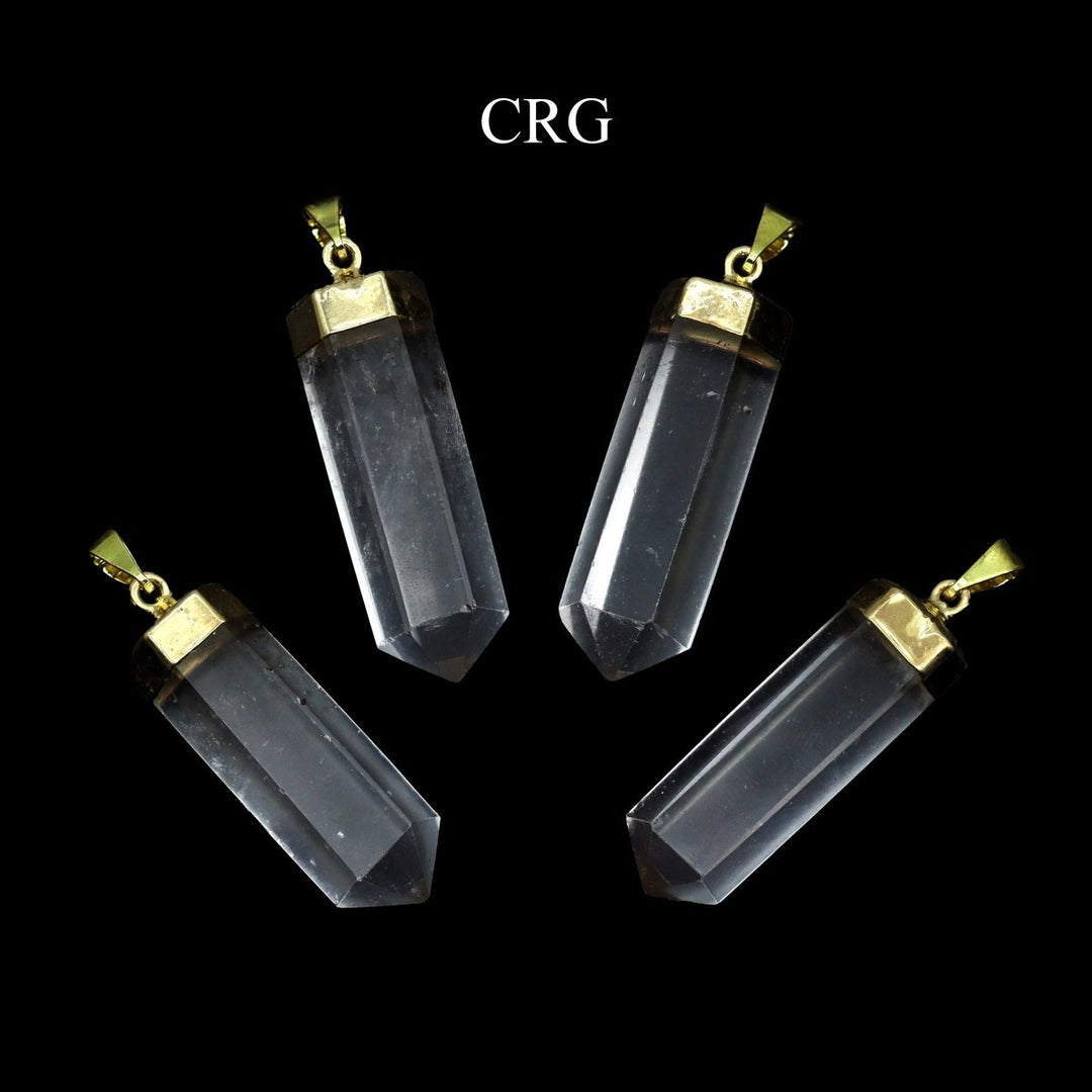 Quartz Point Pendant with Gold Plating (2 Pieces) Size 1 to 2 Inches Polished Crystal Jewelry