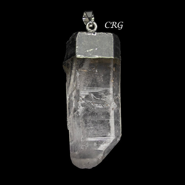 Quartz Point Pendant with Silver Plating (4 Pieces) Size 1 to 2 Inches Crystal Jewelry Charm