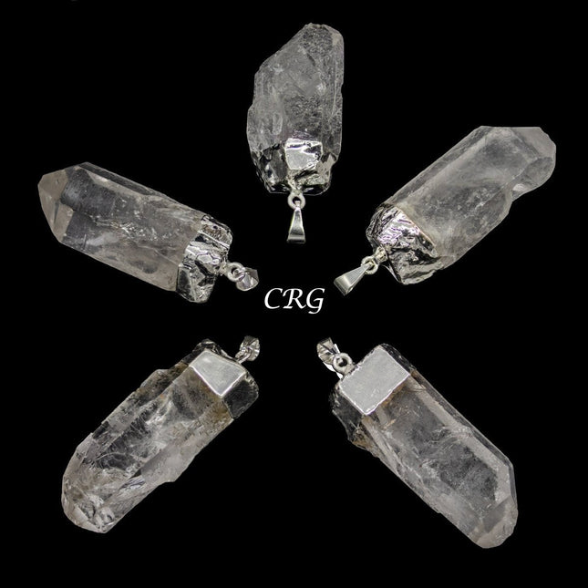Quartz Point Pendant with Silver Plating (4 Pieces) Size 1 to 2 Inches Crystal Jewelry Charm