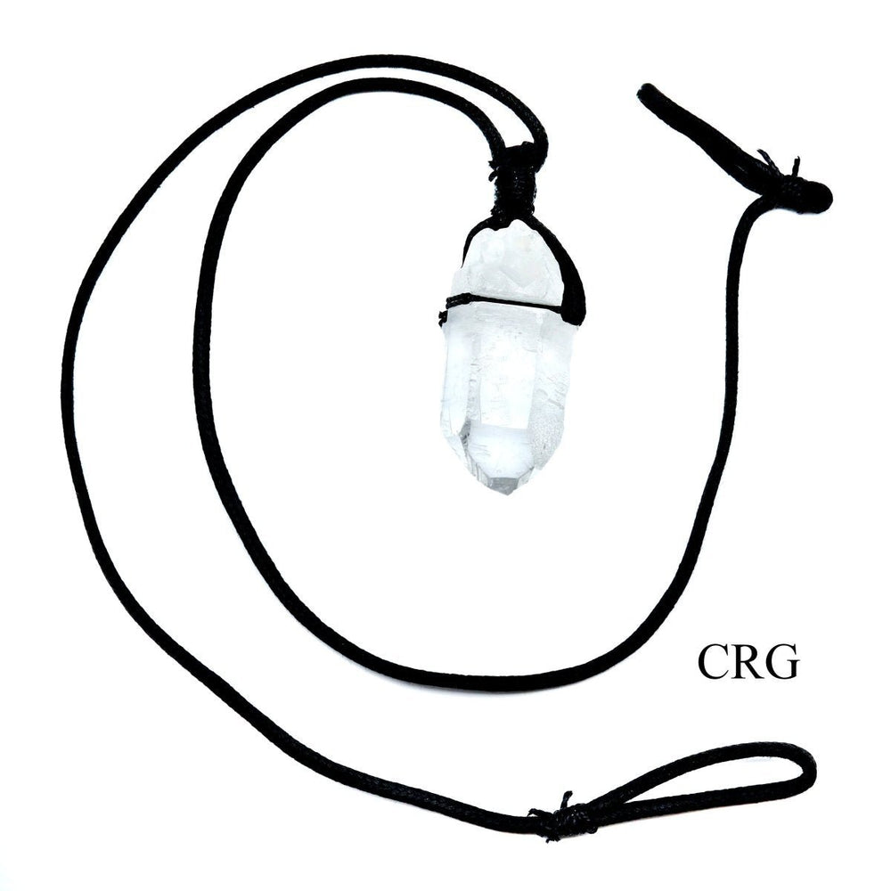 Quartz Point Rough Pendant on Black Cord Necklace (4 Pieces) Size 1 to 2 Inches Crystal Jewelry CharmCrystal River Gems