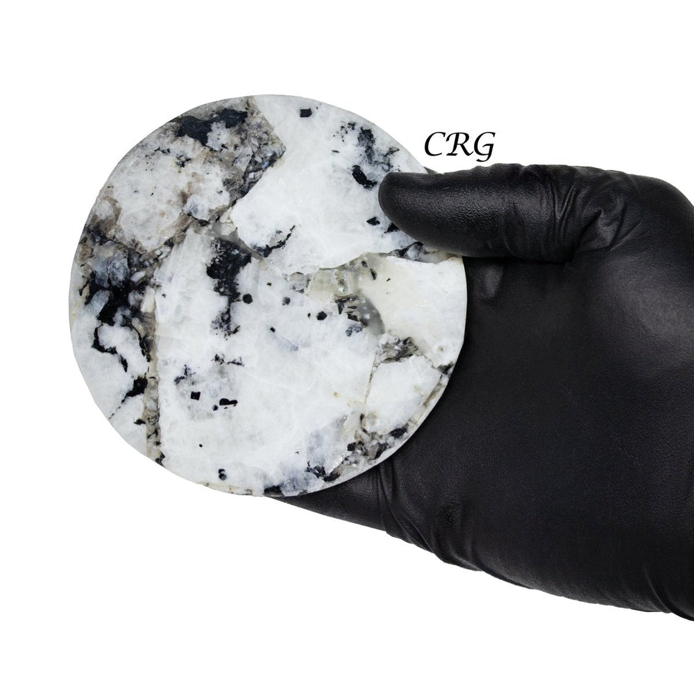 Rainbow Moonstone Resin Coaster (1 Piece) Size 4 Inches Round Crystal Gemstone Home Decor