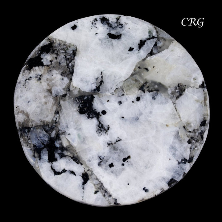 Rainbow Moonstone Resin Coaster (1 Piece) Size 4 Inches Round Crystal Gemstone Home DecorCrystal River Gems