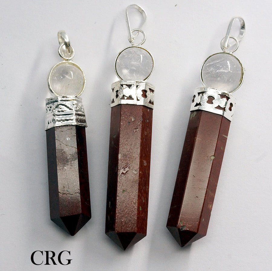 Red Jasper Orgonite Point Pendant w/ Crystal Ball - 1" - SET OF 4Crystal River Gems