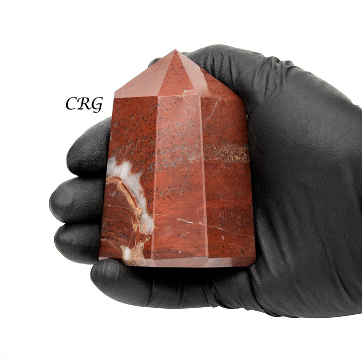 Red Jasper Point (1 Piece) Size 3 to 5 Inches Faceted Standing Crystal TowerCrystal River Gems