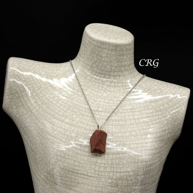 Red Jasper Rough Rock Pendant with Silver Bail (5 Pieces) Size 18 to 22 mm Crystal Jewelry Charm