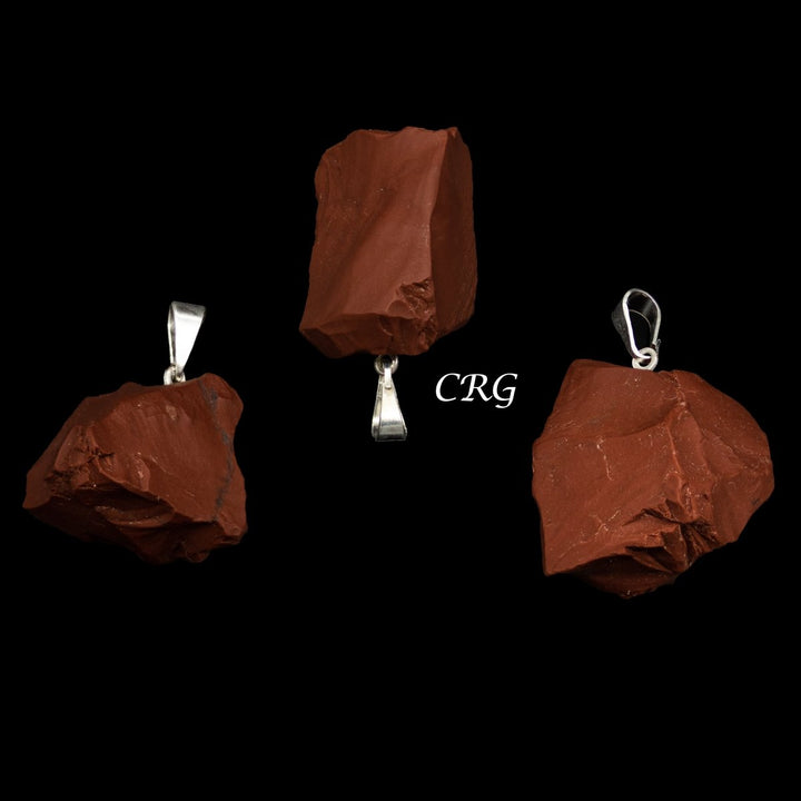 Red Jasper Rough Rock Pendant with Silver Bail (5 Pieces) Size 18 to 22 mm Crystal Jewelry CharmCrystal River Gems