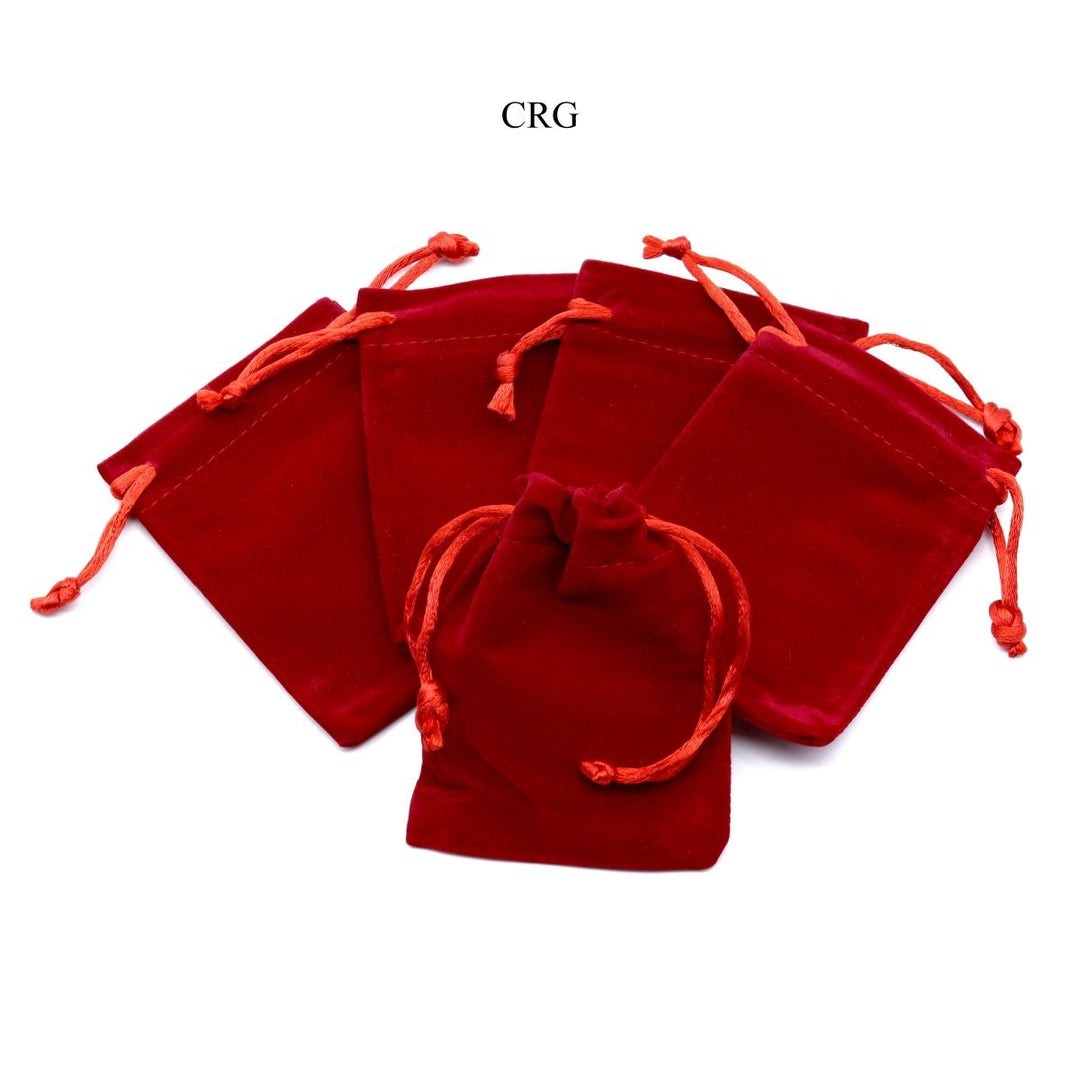 Red Plush Velvet Pouch (1 Piece) Size 3 by 4 Inches Small Deluxe Gift BagCrystal River Gems