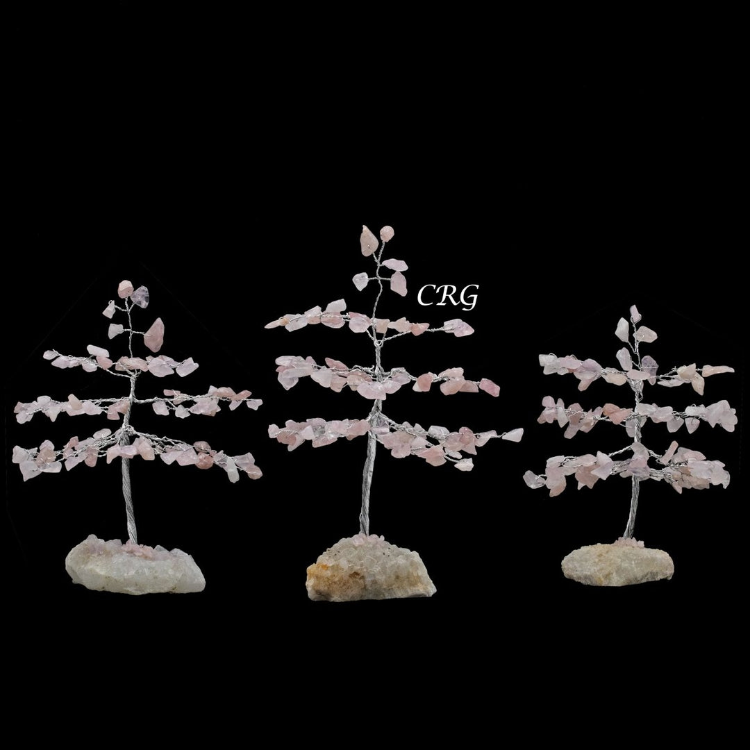 Rose Quartz 100 Chip Tree with Cluster Base and Silver Wire (1 Piece) Size 6 Inches Gemstone TreeCrystal River Gems