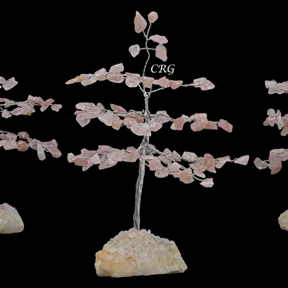 Rose Quartz 100 Chip Tree with Cluster Base and Silver Wire (1 Piece) Size 6 Inches Gemstone TreeCrystal River Gems