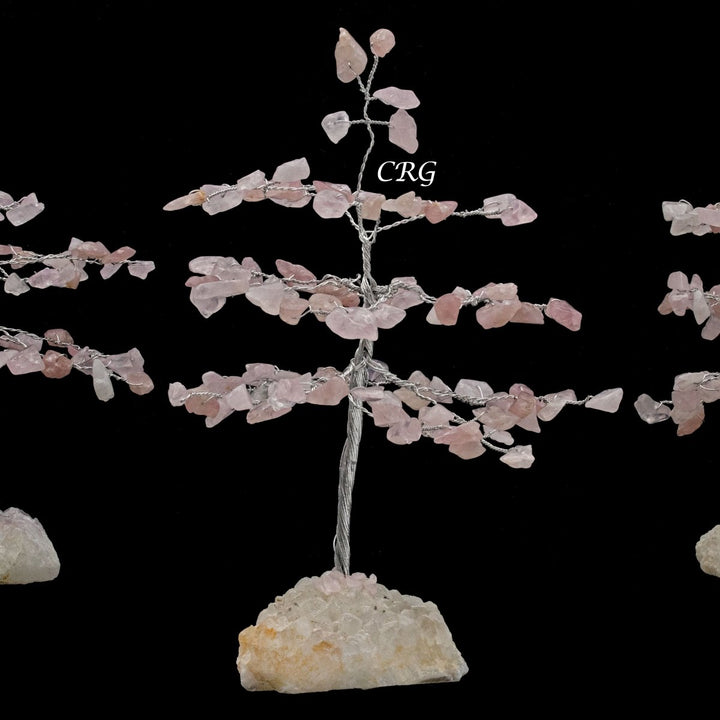 Rose Quartz 100 Chip Tree with Cluster Base and Silver Wire (1 Piece) Size 6 Inches Gemstone TreeCrystal River Gems