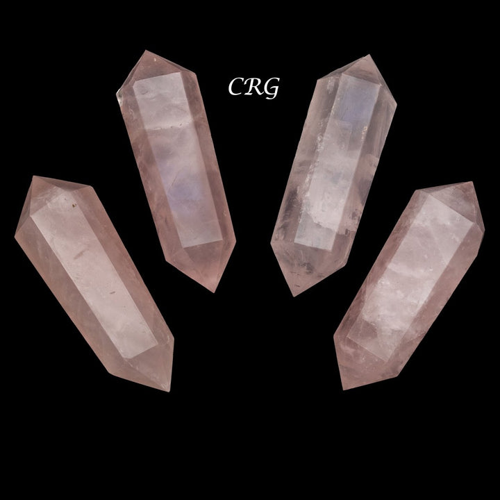 Rose Quartz Double Terminated Point (4 Pieces) Size 3 Inches 6 - Sided CrystalsCrystal River Gems