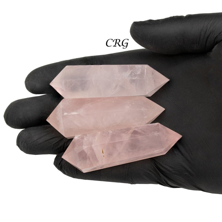 Rose Quartz Double Terminated Point (4 Pieces) Size 3 Inches 6 - Sided CrystalsCrystal River Gems