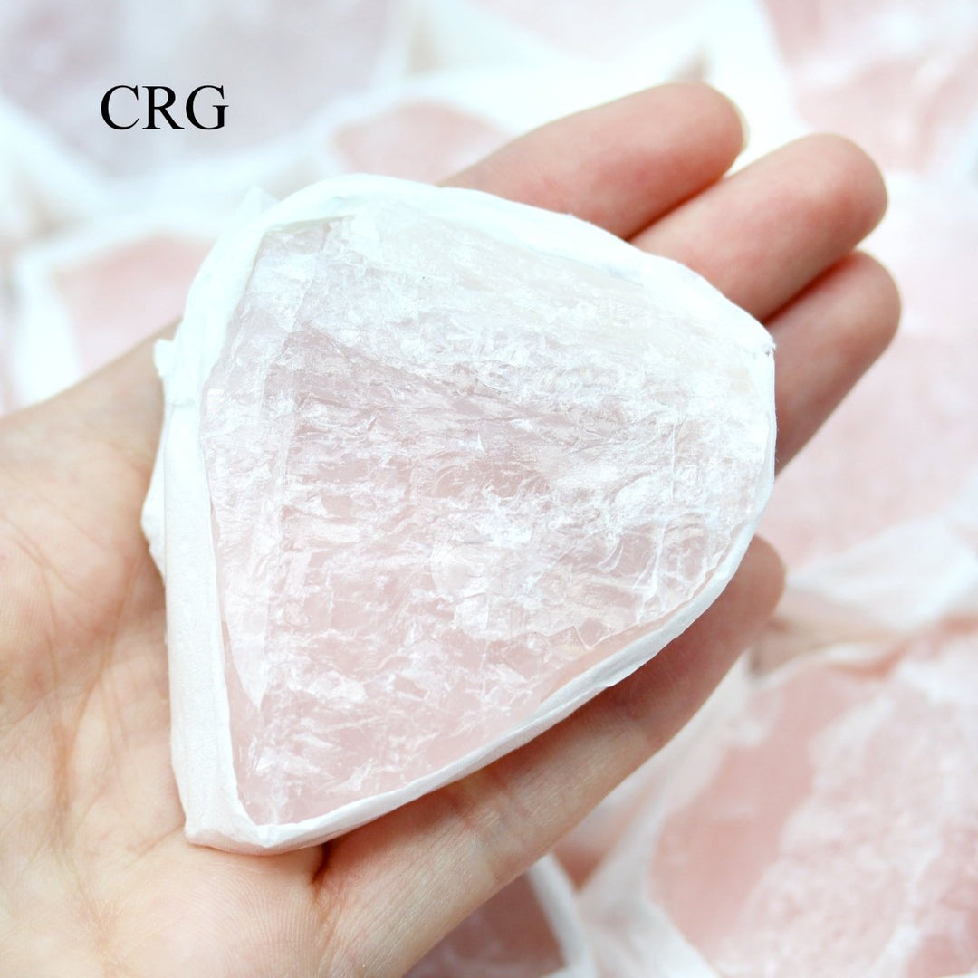 Rose Quartz Rough Large Flat (1 Flat) Size 1.5 to 2.5 Inches Bulk Wholesale LotCrystal River Gems