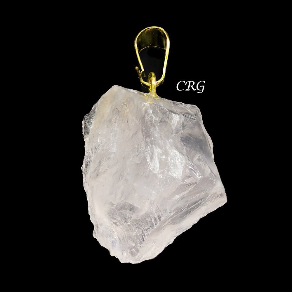 Rose Quartz Rough Pendant with Gold Bail (4 Pieces) Size 1 to 2 Inches Crystal Jewelry Charm