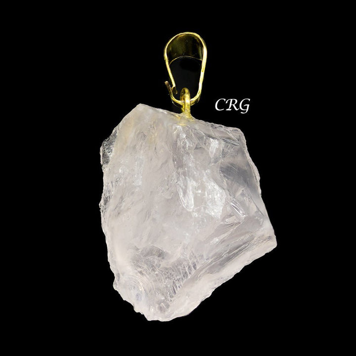 Rose Quartz Rough Pendant with Gold Bail (4 Pieces) Size 1 to 2 Inches Crystal Jewelry CharmCrystal River Gems