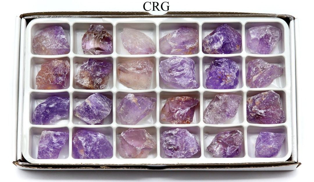 Rough Bolivian Amethyst Boxed Flat (24 Pieces) (1 to 1.5 Inches) Bulk Wholesale Crystals Minerals Gemstones
