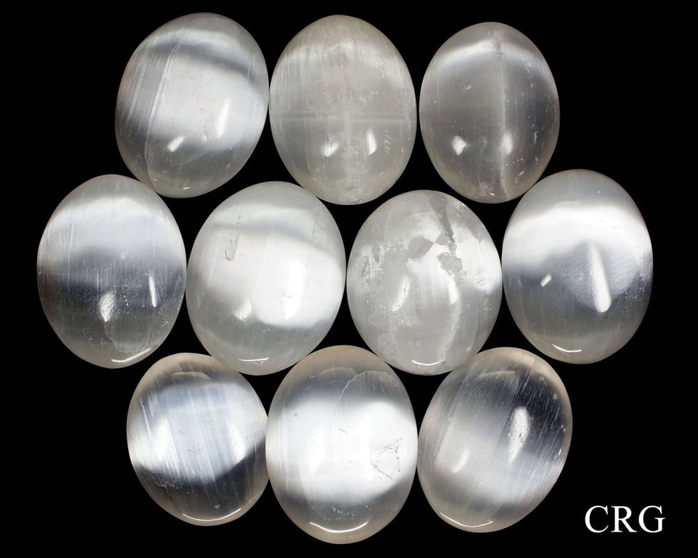 Selenite Small Palm Stone (1 Piece) Size 38 to 42 mm Polished White Worry/Palm GemstoneCrystal River Gems