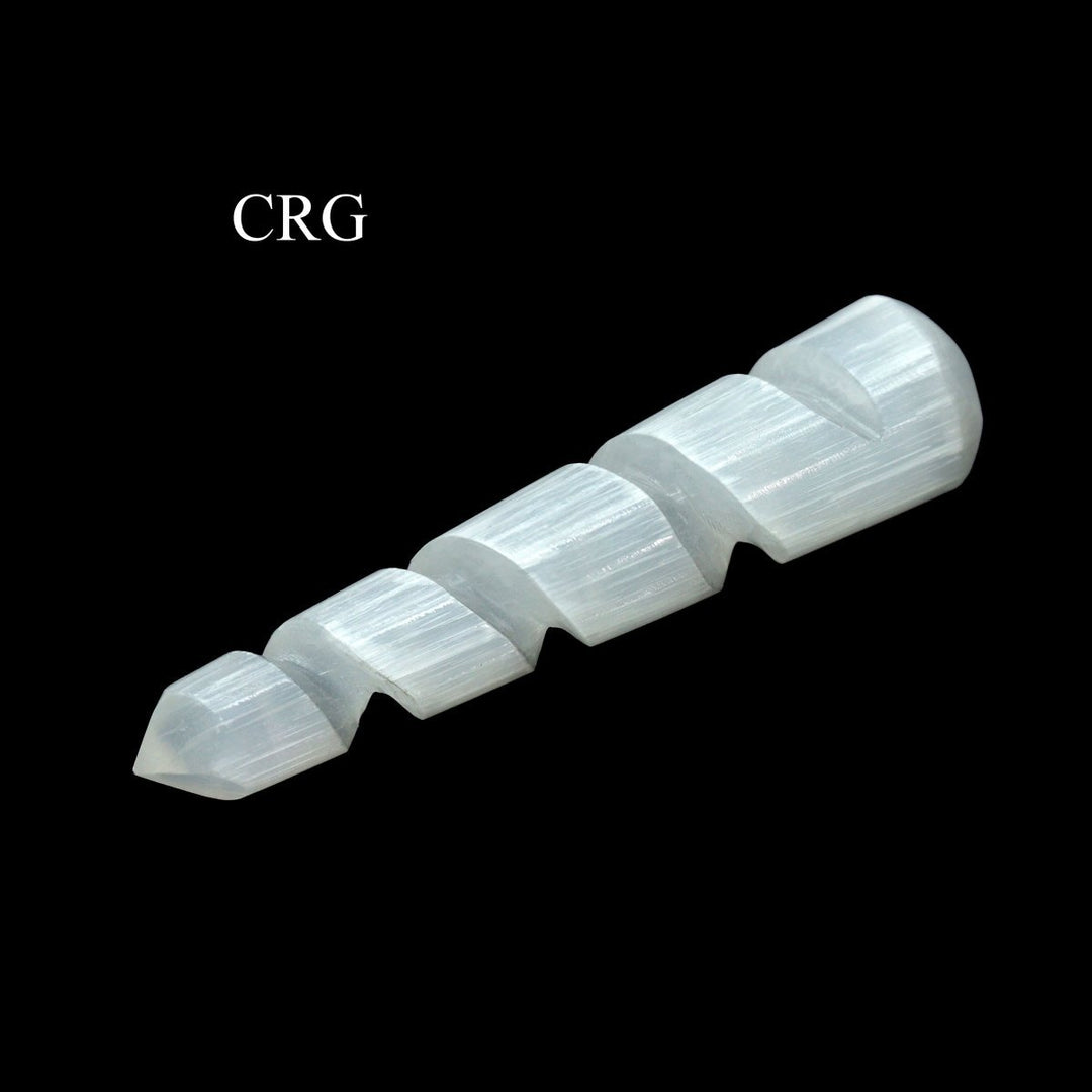 Selenite Spiral Point (4 Pieces) Size 10 cm Hand - Carved CrystalCrystal River Gems