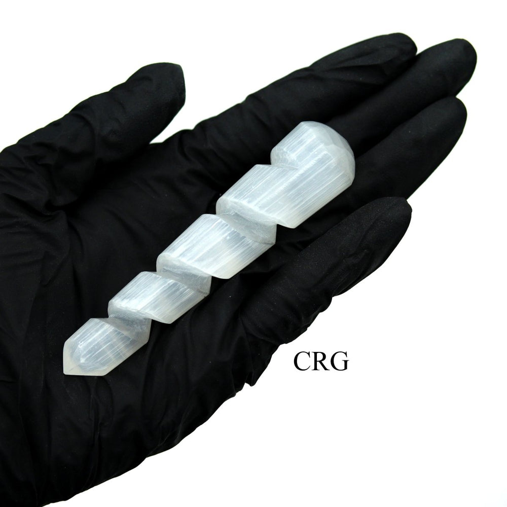 Selenite Spiral Point (4 Pieces) Size 10 cm Hand - Carved CrystalCrystal River Gems