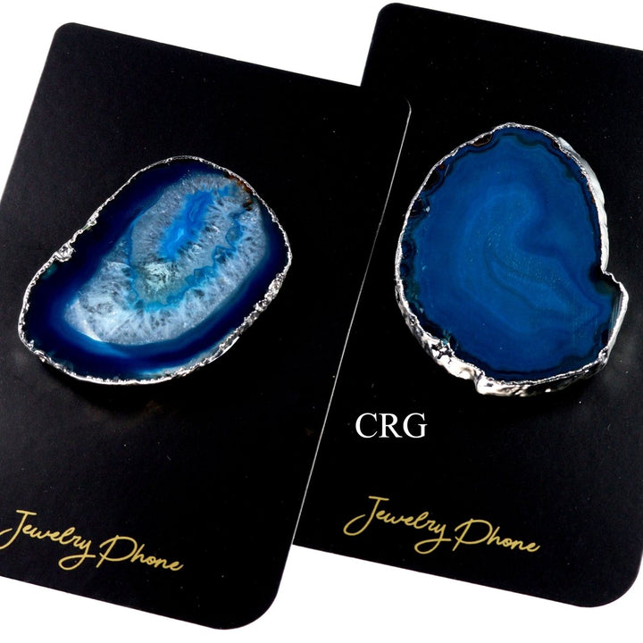 SET OF 10 - Blue Agate Freeform Phone Grips w/ Silver PlatingCrystal River Gems